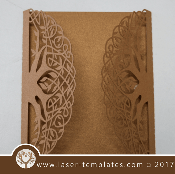 Laser cut template, wedding invite card, Get online now, free vector designs every day. Tree invite X.