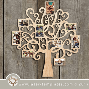 Photo frame tree template, online laser cut design store.