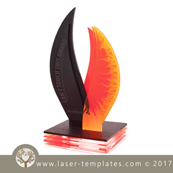 Trophy Template, laser cut Vector online store. Free designs every day. Flame trophy.