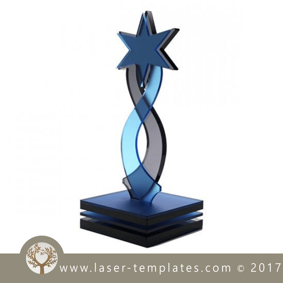Trophy Template, laser cut Vector online store. Free designs every day. Star Award.
