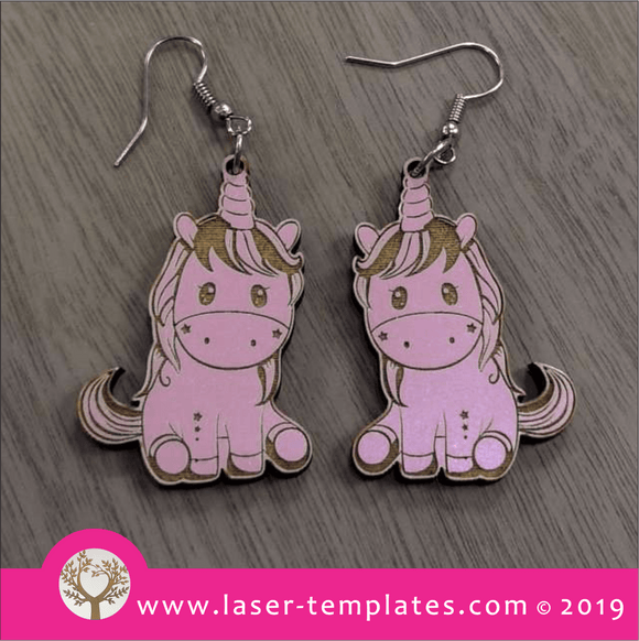 Laser cut template for Unicorn Earrings