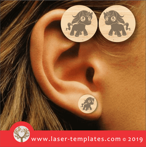 Laser cut template for Unicorn Round Earrings