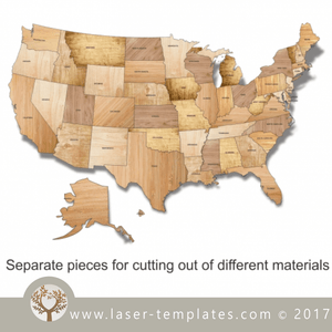 USA Puzzle template for laser cutting, download design, pattern.
