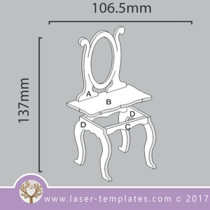 Laser cut doll Furniture templates, Online store, free Vector designs every day. Vanity 3mm.