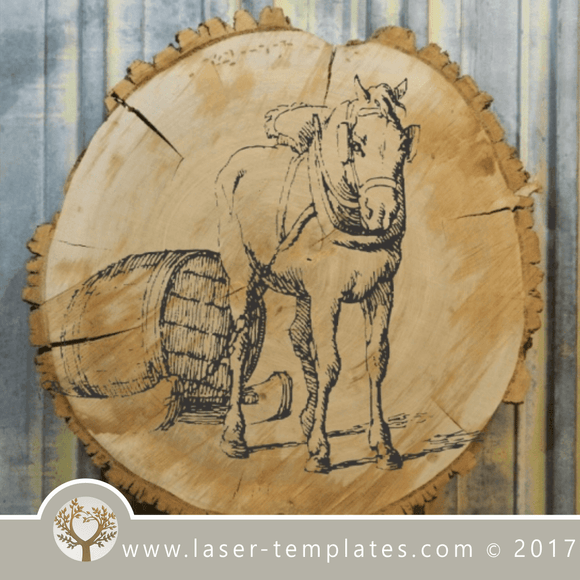 Vintage horse hand drawn template. Online store, VECTOR design for laser engraving, Free designs every day. Vintage hand drawn 4.