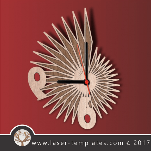 Laser cut template, wall clock. Vector templates, free designs. wall clock