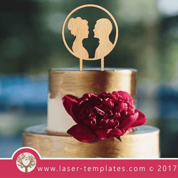 Wedding Couple Laser Cut Cake Topper, Download Vector Designs.