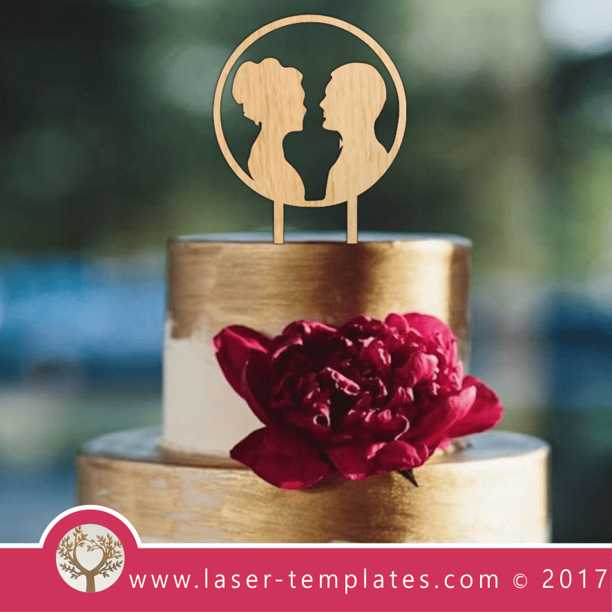 Wedding Couple Laser Cut Cake Topper, Download Vector Designs. – Laser