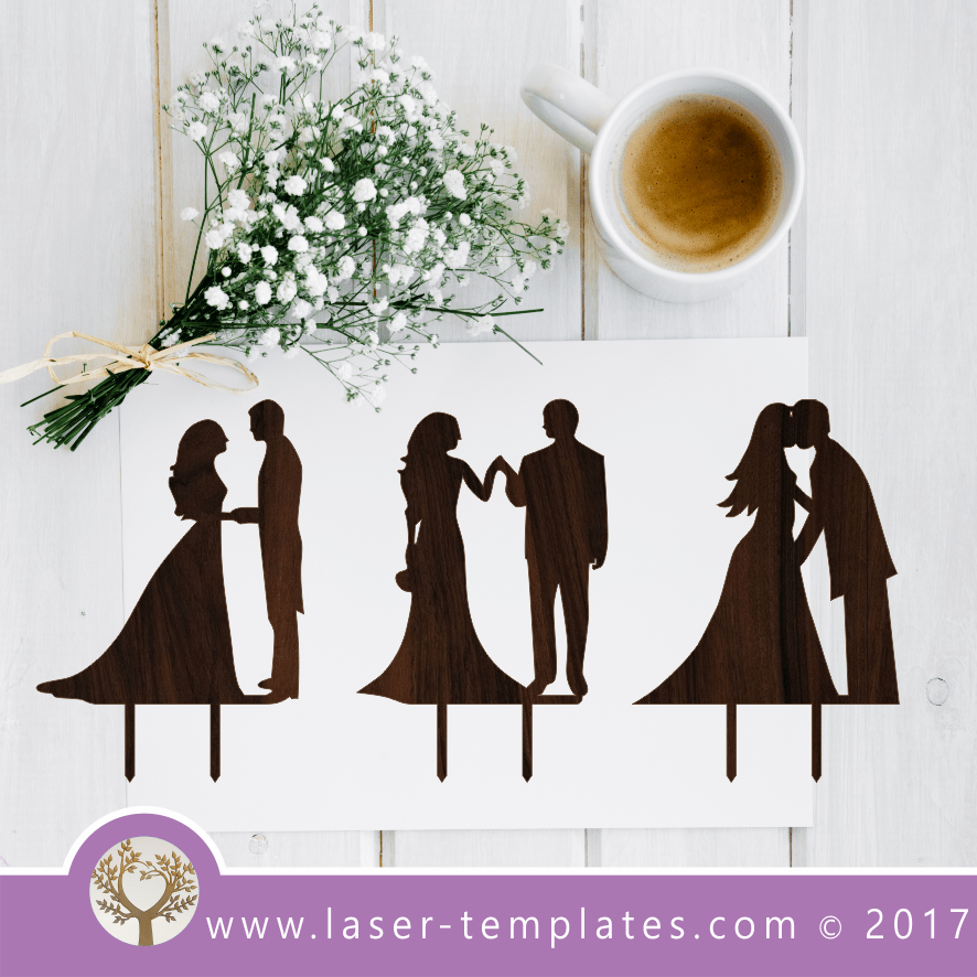 Wedding Couple Laser Cut Cake Topper, Download Vector Designs. – Laser