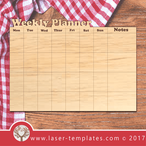 Laser Cut Weekly Planner Template, Download Laser Ready Vector Design.