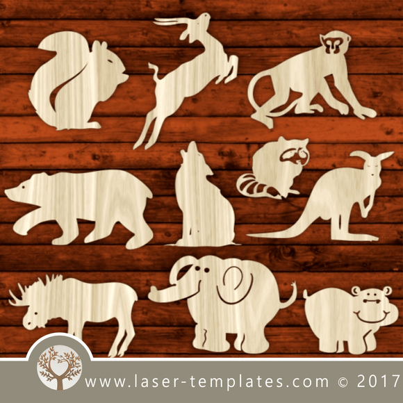 Wild animals template for laser cutting. Vector online store. Free designs. Wild Animals Set.