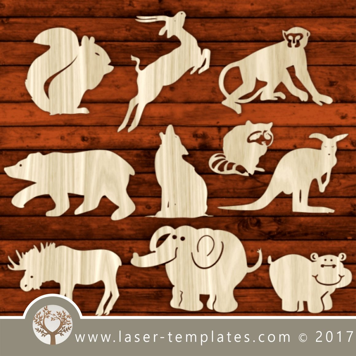 Wild animals template for laser cutting. Vector online store. Free ...