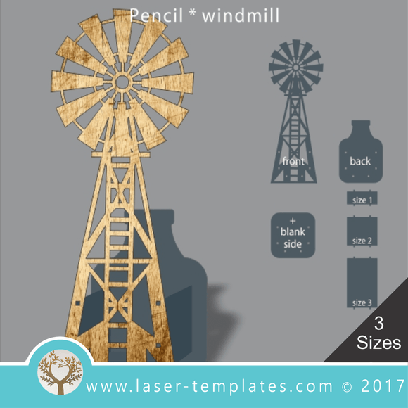 Laser cut flower pot template, use it for pencils, act. 3 different inner sizes. download free Vector designs every day. Windmill 3