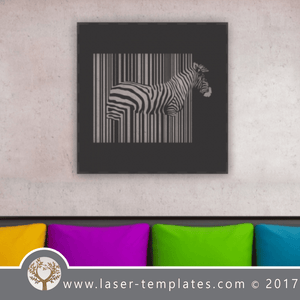 Zebra stencil cut template for laser. Vector online store. Free designs. Zebra boxed.
