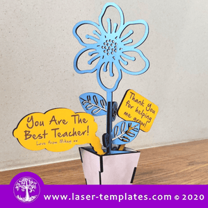 Shon New 3D Flower with Teachers Message 2 Laser cut Template for 3D Flower with Teachers Message 2