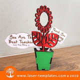 Shon New 3D Flower with Teachers Message 5 Laser cut Template for 3D Flower with Teachers Message 5