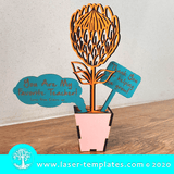 Shon New 3D Protea with Teachers Message 3 Laser cut Template for 3D Protea with Teachers Message 3