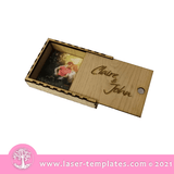 Shon New 3mm Photography Box With Sliding Lid - (7" x 5") Laser Cut 3mm Photography USB box with sliding lid