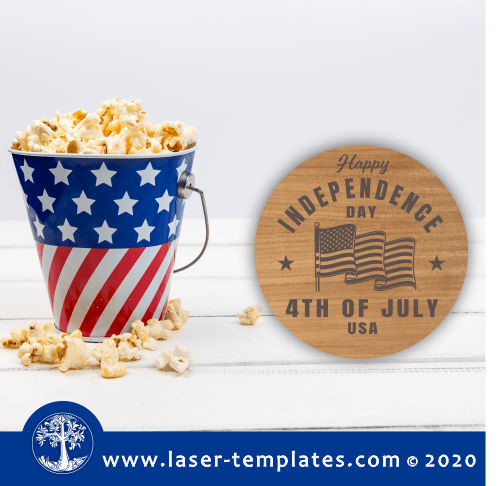 Shon New 4th of July Coaster 3 Laser Cut Ready Template for 4th of July Coaster 3