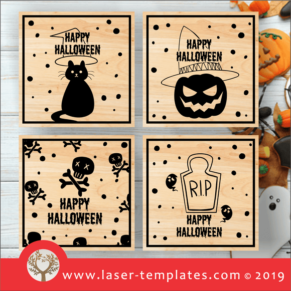 Shon New Halloween Tags x4 Pack Laser cut template for Halloween Tags x4 Pack