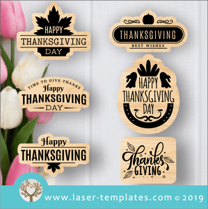 Shon New Thanks Giving Tags x6 Pack 1 Laser cut template for Thanks Giving Tags x6 Pack 1