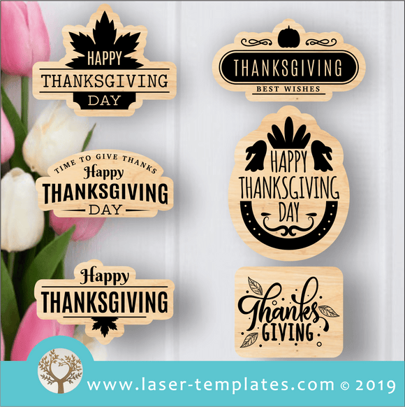Shon New Thanks Giving Tags x6 Pack 1 Laser cut template for Thanks Giving Tags x6 Pack 1