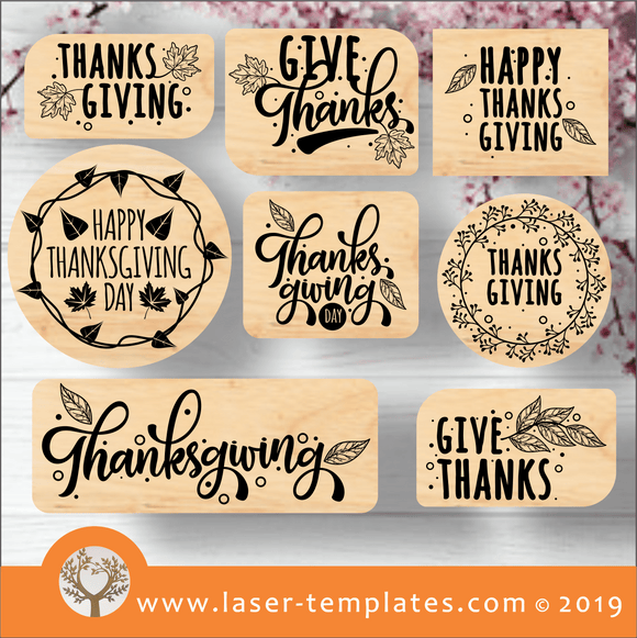 Shon New Thanks Giving Tags x8 Pack 1 Laser cut template for Thanks Giving Tags x8 Pack 1